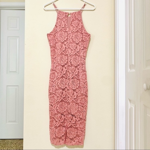 NWT LOVE J Rusty Rose Lace Bodycon Dress size M - Picture 6 of 8
